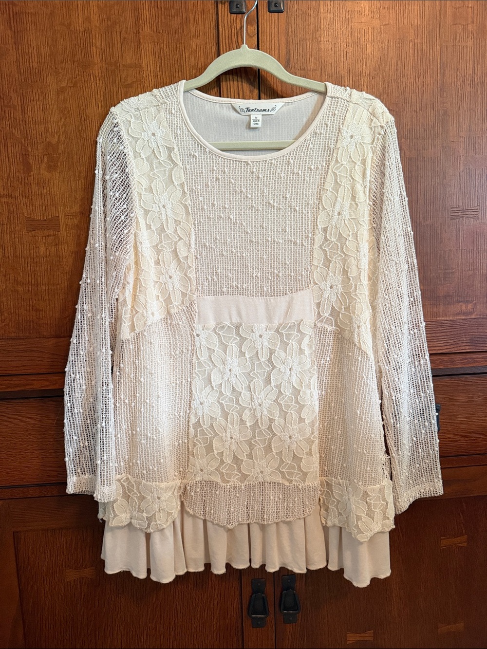 Tantrums Cream Lace Top with Beautiful Ruffle